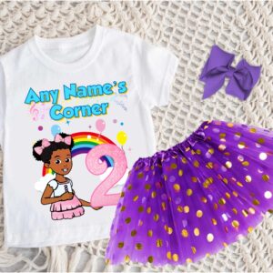 Gracie's Corner Personalized Birthday Party Purple Gold Polka Dots Tutu Outfit Set Dress – All Sizes