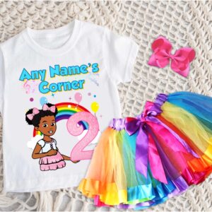 Gracie's Corner Personalized Birthday Party Rainbow Ribbon Trim Tutu Outfit Set Dress – All Sizes