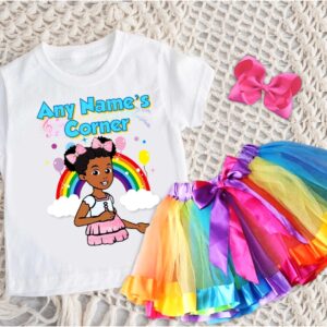 Gracie's Corner Personalized Name Party Rainbow Ribbon Trim Tutu Outfit Set Dress – All Sizes