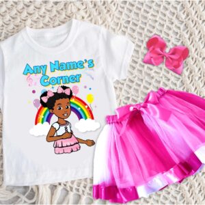 Gracie's Corner Personalized Name Party Pink Ribbon Trim Tutu Outfit Set Dress – All Sizes