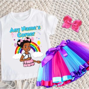 Gracie's Corner Personalized Name Party Pink Blue Purple Ribbon Trim Tutu Outfit Set Dress – All Sizes