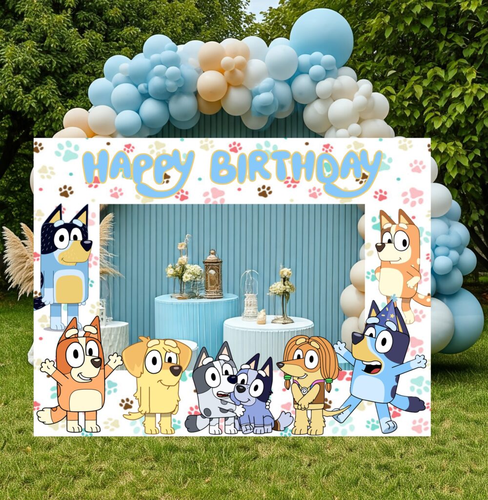 Bluey & Bingo with Family and Friends Happy Birthday Party Celebration Photo Booth Frame Life Size Cutout Prop Yard Sign Gift - Image 2