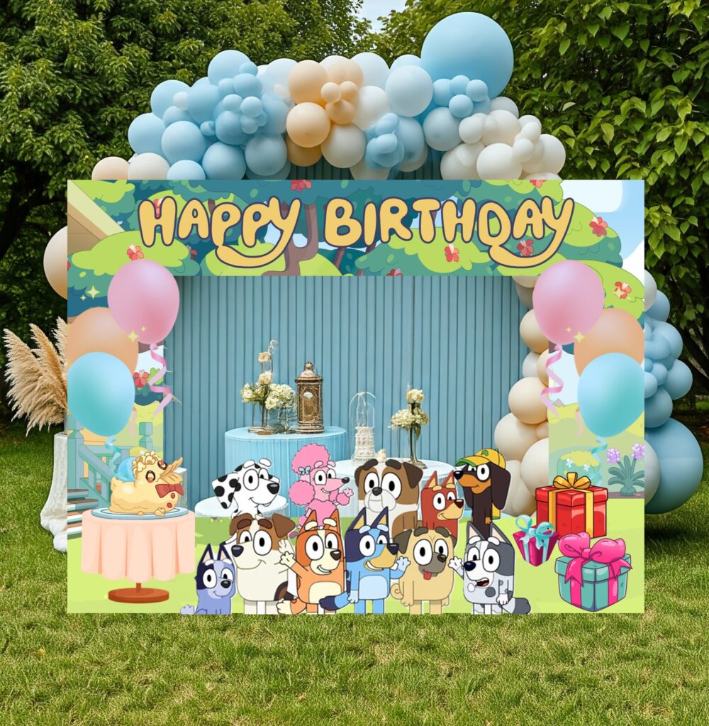 Bluey & Bingo with Friends Happy Birthday Party Celebration Photo Booth Frame Life Size Cutout Prop Yard Sign Gift - Image 2