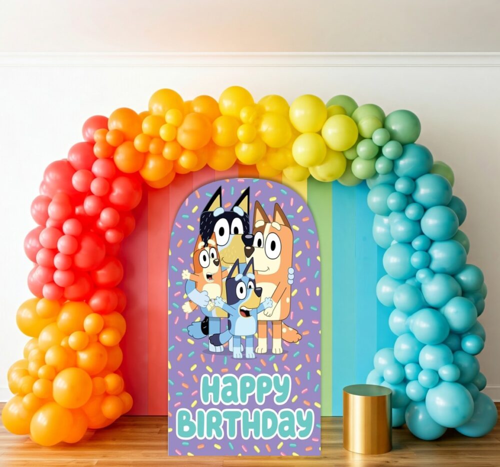 Bluey Family Happy Birthday Party Celebration Life Size Background Arch Backdrop Prop Yard Sign Gift