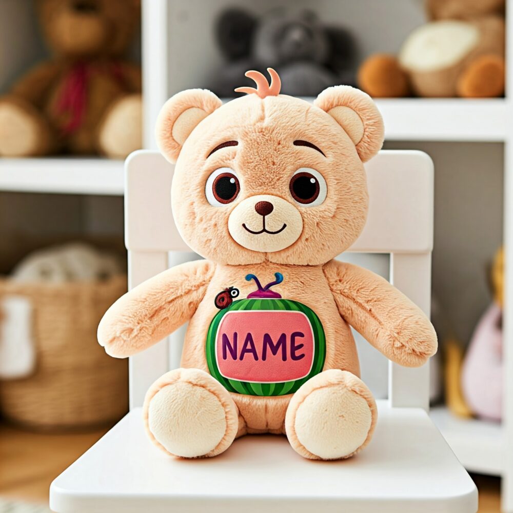 Personalized Name Cocomelon TV Teddy Bear Plushie Toy Birthday Party Everyday Gift