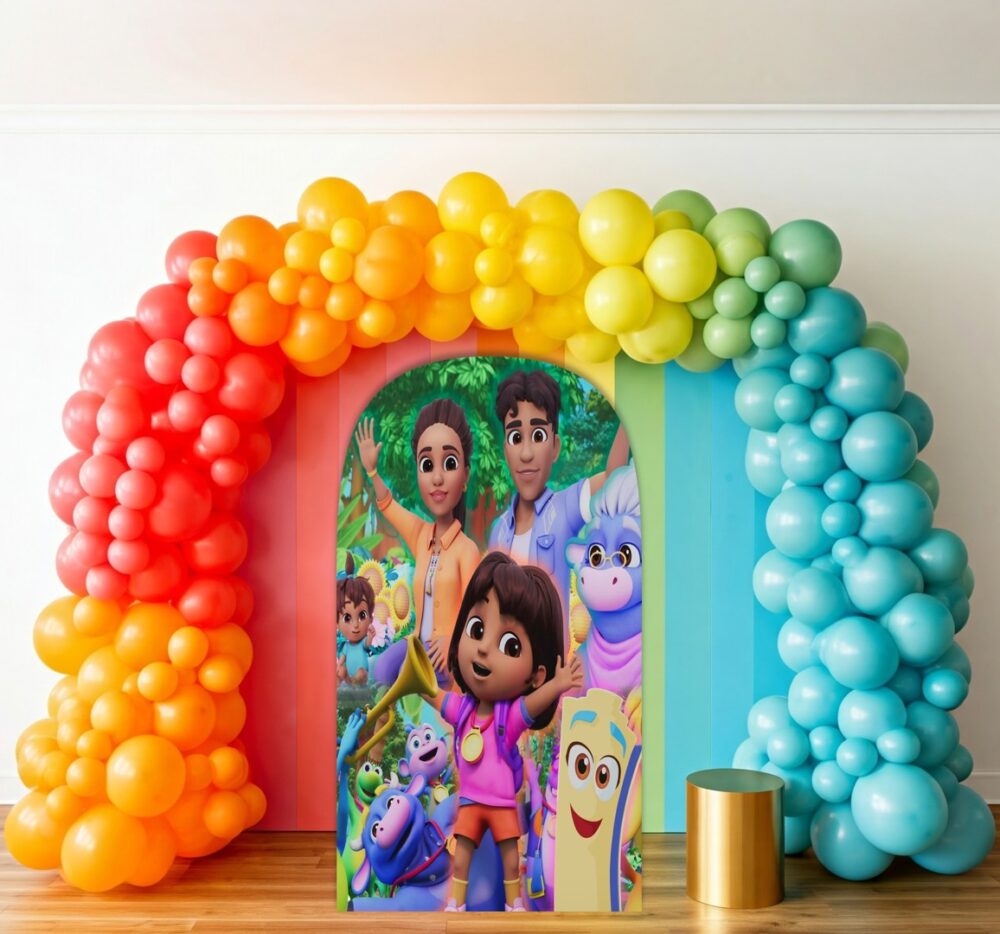 Dora the Explorer with Friends & Family Birthday Party Celebration Life Size Background Arch Backdrop Prop Yard Sign Gift