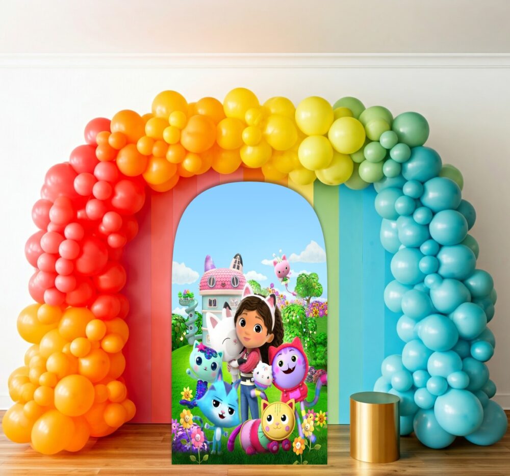 Gabby's Dollhouse & Friends Outside Birthday Party Celebration Life Size Background Arch Backdrop Prop Yard Sign Gift