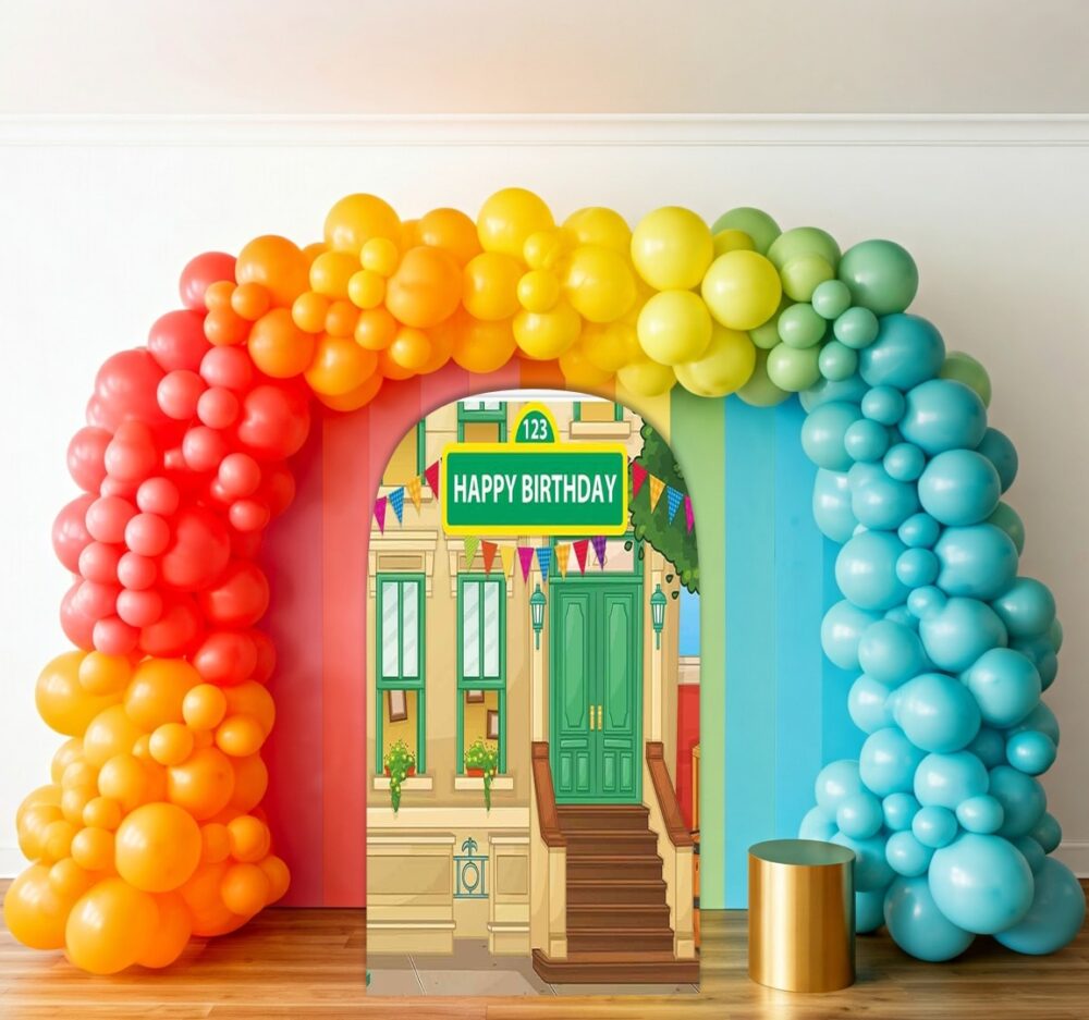 Sesame Street Apartment Building Happy Birthday Party Celebration Life Size Background Arch Backdrop Prop Yard Sign Gift