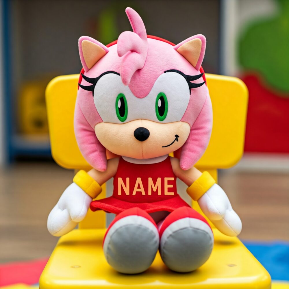 Personalized Name Sonic the Hedgehog Amy Rose Plushie Toy Birthday Party Everyday Gift