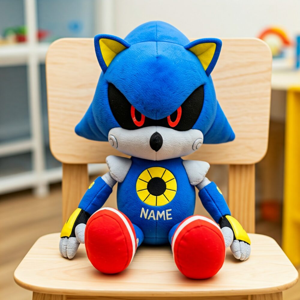 Personalized Name Sonic the Hedgehog Metal Sonic Plushie Toy Birthday Party Everyday Gift